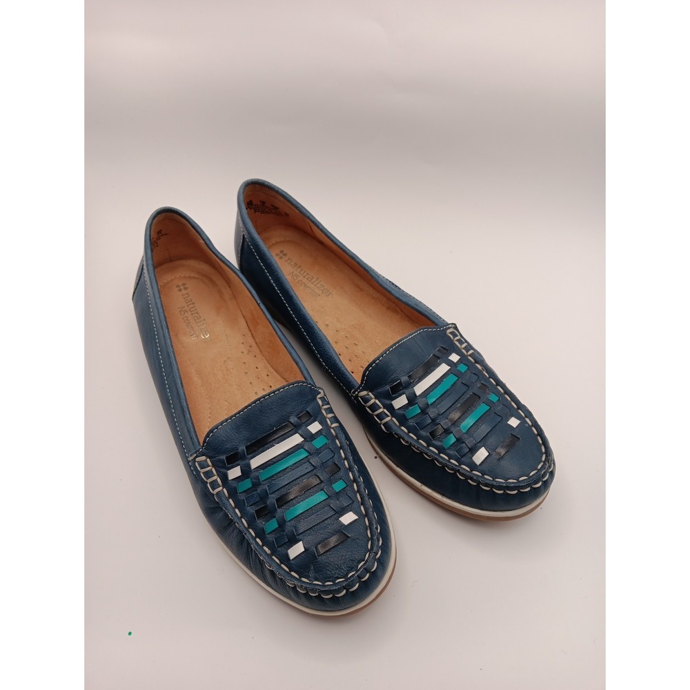 Naturalizer Comfort Blue Leather Loafer Slip‑On Women's‎ Moccasin Size 8M - Picture 2 of 8